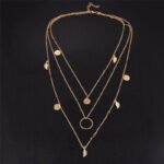 Collar en capas dije de hoja