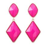 Arete geométrico fucsia, bordes Dorados - Imagen 2