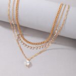 Collar en capas dije de perla - Imagen 2