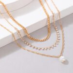 Collar en capas dije de perla - Imagen 3