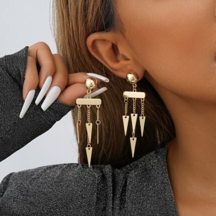 Aretes colgantes con aleacion de zinc Rhea