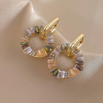 Aretes colgantes con circonita y aleacion de zinc Neda
