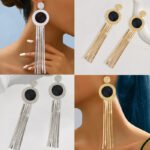 Aretes pintados colgantes con aleacion de zinc Pege - Imagen 2