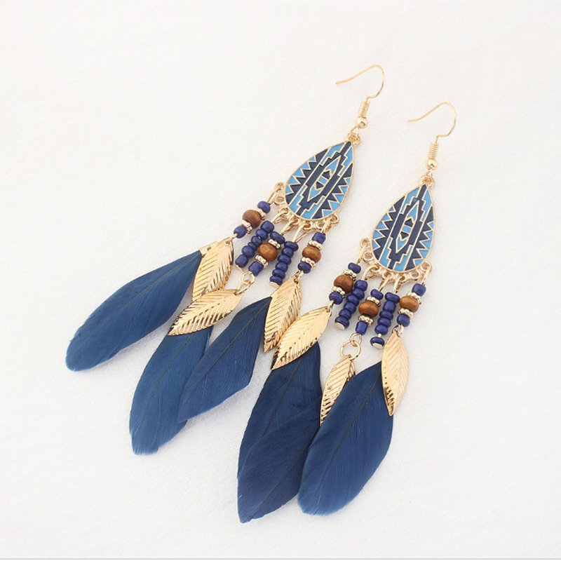 17483126493863001_1969 Aretes con plumas y esmalte Cirene - Imagen 1